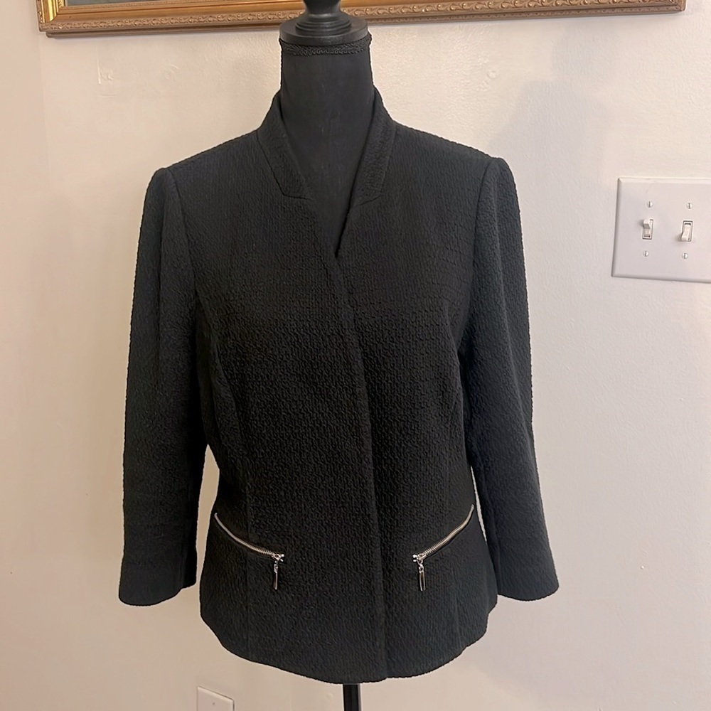 Alfani Cotton Plus Size Open Jacket/Blazer W/Zip Pockets, Sz. 14.
